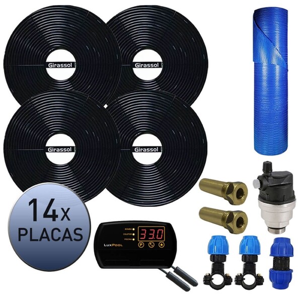 Kit Aquecedor Solar Piscina Girassol Até 56.000 L + Capa