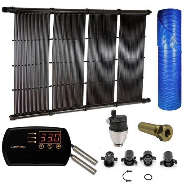Kit Aquecimento Solar Para Piscinas Até 44m² + Capa Térmica -