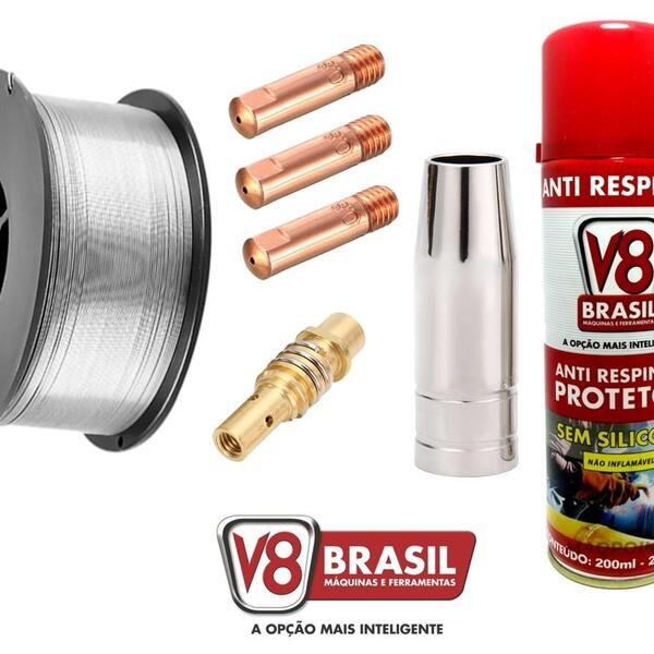Kit Arame Mig S/ Gás 0,8mm + 3 Bicos 0,8mm + Bocal + Difusor