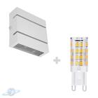 Kit Arandela Branca Slim 2 Frisos 2 Fachos + Lâmpada G9 Bq 30