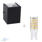 Kit Arandela Preta Quadrada 2 Fachos + Lâmpada G9 Bq 3000k