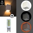 Kit Arandela Preta Quadrada 2 Fachos + Lâmpada G9 Bq 3000k