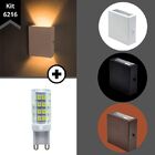 Kit Arandela Preta Slim 2 Fachos Luz + Lâmpada G9 Bq 3000k