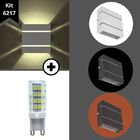 Kit Arandela Preta Slim 2 Frisos 2 Fachos + Lâmpada G9 Bq 300