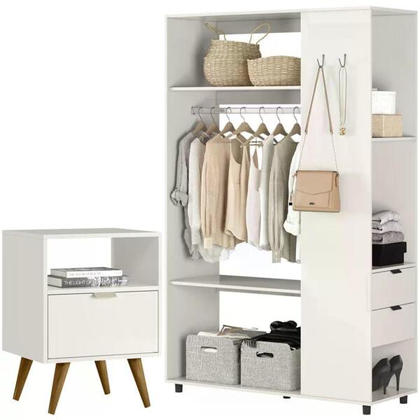 Kit Arara Closet 2 Gavetas E Mesa De Cabeceira Dmad