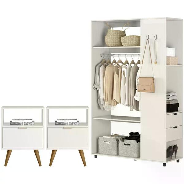 Kit Arara Closet E 2 Mesas De Cabeceira Dmad