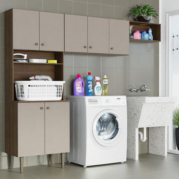 Kit Área De Serviço Lavanderia 235cm Rustic/crema Gourmet Mad