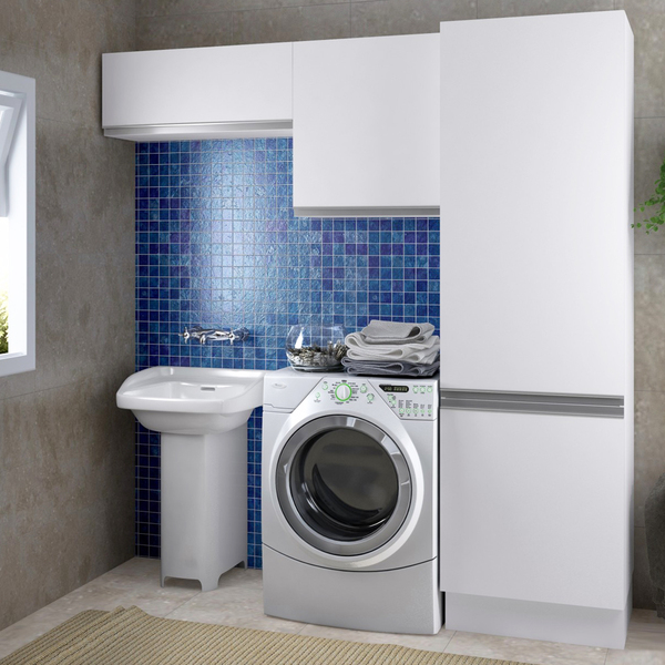 Kit Área De Serviço Madesa Acordes 100% Mdf Com 2 Armários E