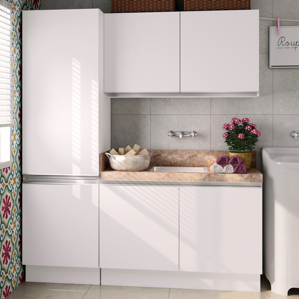 Kit Área De Serviço Madesa Acordes 100% Mdf Com Armário E Bal