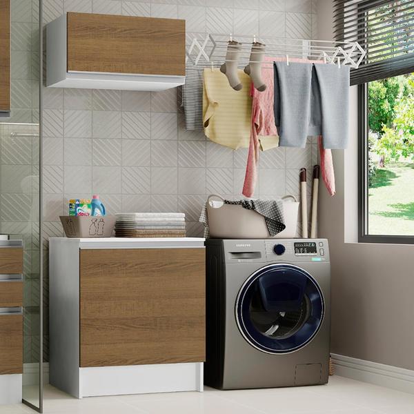 Kit Area De Servico Madesa Topazio 60 Cm Com Armario E Balcao Branco Rustic Leroy Merlin