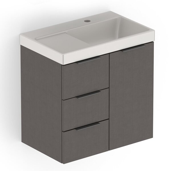 Kit Arenal Gabinete Gaveta E Porta 60x38 Almendra Com Cuba Al