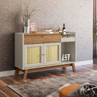 Kit Armário 01 Gaveta Nolan Aparador Lucca E Espelho Caribe P