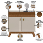 Kit Armário 02 Portas Nolan Aparador Lauren E Espelho Adnet P