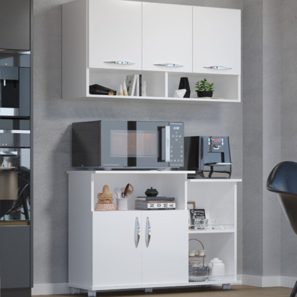 Kit Armário + Fruteira   Balcão Branco  Organizador