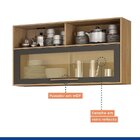 Kit Armário Aéreo 120cm Com Vidro E Armário Aéreo 80cm 2 Port