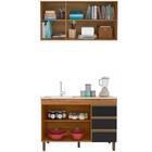 Kit Armario Aereo 3 Portas E Balcao 119cm Plla