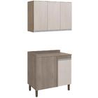 Kit Armario Aereo 3 Portas E Balcao Canto 90cm Plla