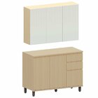 Kit Armário Aéreo 3 Portas E Balcão De Cozinha 120 Cm Aurora