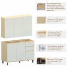 Kit Armário Aéreo 3 Portas E Balcão De Pia 120 Cm Aurora Cinz