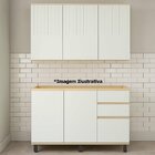 Kit Armário Aéreo 3 Portas E Balcão De Pia 120 Cm Aurora Cinz