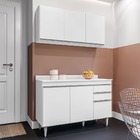 Kit Armário Aéreo E Balcão 120cm C/ Tampo Branco - Vallisa De