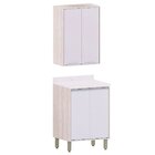 Kit Armário Aéreo E Balcão 2 Portas 60 Cm Atenas  Cinza Crist