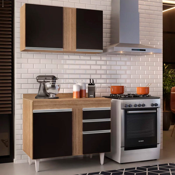 Kit Armário Aéreo E Balcão De Cozinha Lavanderia Aurora Com T