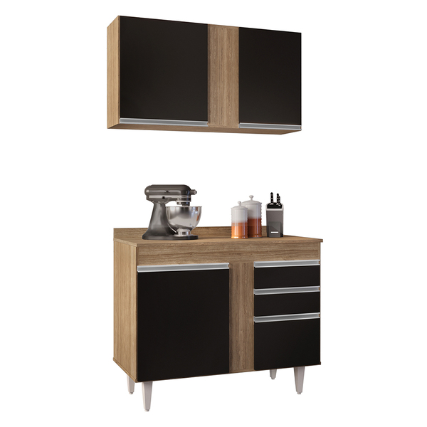 Kit Armário Aéreo E Balcão De Cozinha Lavanderia Aurora Com T