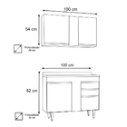 Kit Armário Aéreo E Balcão De Cozinha Lavanderia Aurora Com T