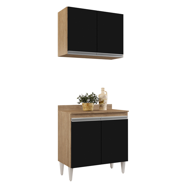 Kit Armário Aéreo E Balcão De Cozinha Lavanderia Com Tampo 02