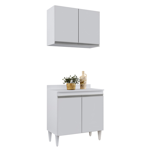 Kit Armário Aéreo E Balcão De Cozinha Lavanderia Com Tampo 02