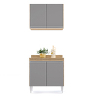 Kit Armário Aéreo E Balcão De Cozinha Lavanderia Com Tampo 02