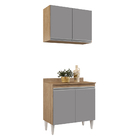 Kit Armário Aéreo E Balcão De Cozinha Lavanderia Com Tampo 02