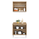 Kit Armário Aéreo E Balcão De Cozinha Lavanderia Com Tampo 02