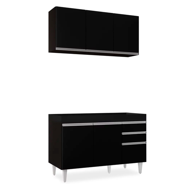 Kit Armário Aéreo E Balcão De Cozinha Lavanderia Dora Sem Tam