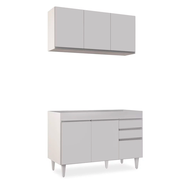 Kit Armário Aéreo E Balcão De Cozinha Lavanderia Dora Sem Tam