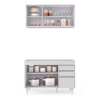 Kit Armário Aéreo E Balcão De Cozinha Lavanderia Dora Sem Tam