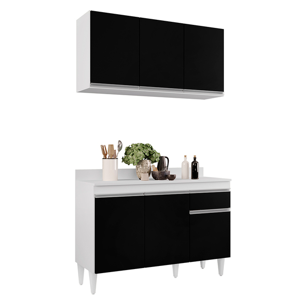 Kit Armário Aéreo E Balcão De Cozinha Lavanderia Lucy Com Tam