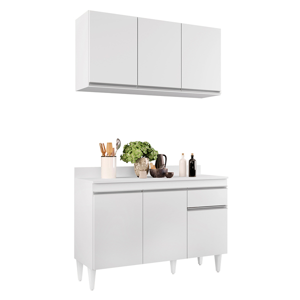 Kit Armário Aéreo E Balcão De Cozinha Lavanderia Lucy Com Tam