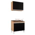 Kit Armário Aéreo E Balcão Para Cooktop De Cozinha 02 Portas