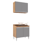 Kit Armário Aéreo E Balcão Para Cooktop De Cozinha 02 Portas