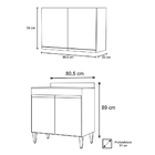 Kit Armário Aéreo E Balcão Para Cooktop De Cozinha 02 Portas