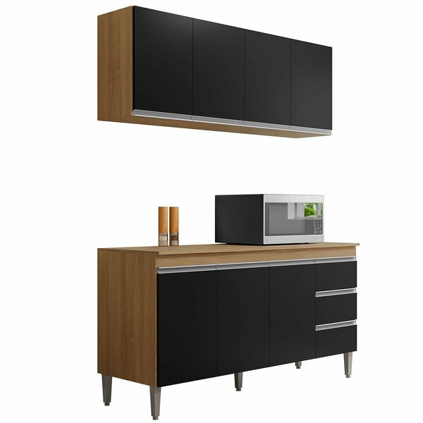 Kit Armário Aéreo E Balcão Para Pia Sem Tampo 150 Cm Adriana