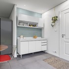 Kit Armário Aéreo Maya E Balcão Ayla 150cm S/ Tampo Branco -