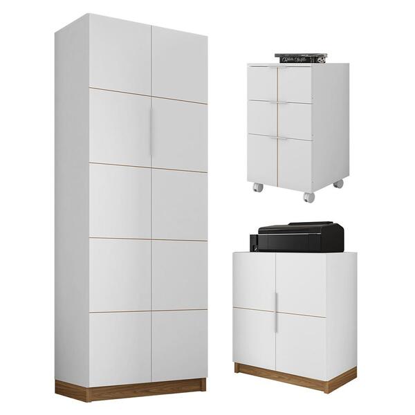 Kit Armário Alto E Baixo Gaveteiro Cubic Branco Caemmun