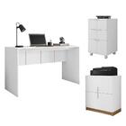 Kit Armário Baixo Gaveteiro Mesa Cubic Branco Caemmun