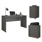 Kit Armário Baixo Gaveteiro Mesa Cubic Cinza Caemmun