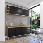 Kit Armário Com Nicho E Balcão 180cm S/ Tampo Freijó Com Pret