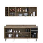 Kit Armário Com Nicho E Balcão 180cm S/ Tampo Freijó Com Pret