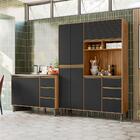 Kit Armario Cozinha 6 Portas E Balcao 119cm Plla